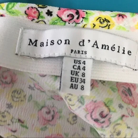 Maison d’Amelie Floral Maxi Skirt Size 4 White Small Flower Print - Picture 5 of 7